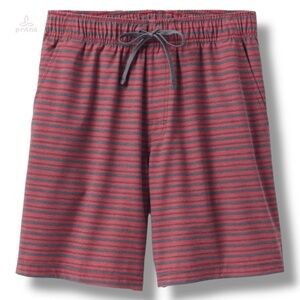 NWT - prAna Metric E-Waist Shorts Mens‎ Size Small S 8" in Rust Stripe